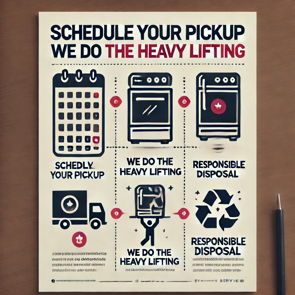 A graphic on how to schedule the pickup for appliance removal