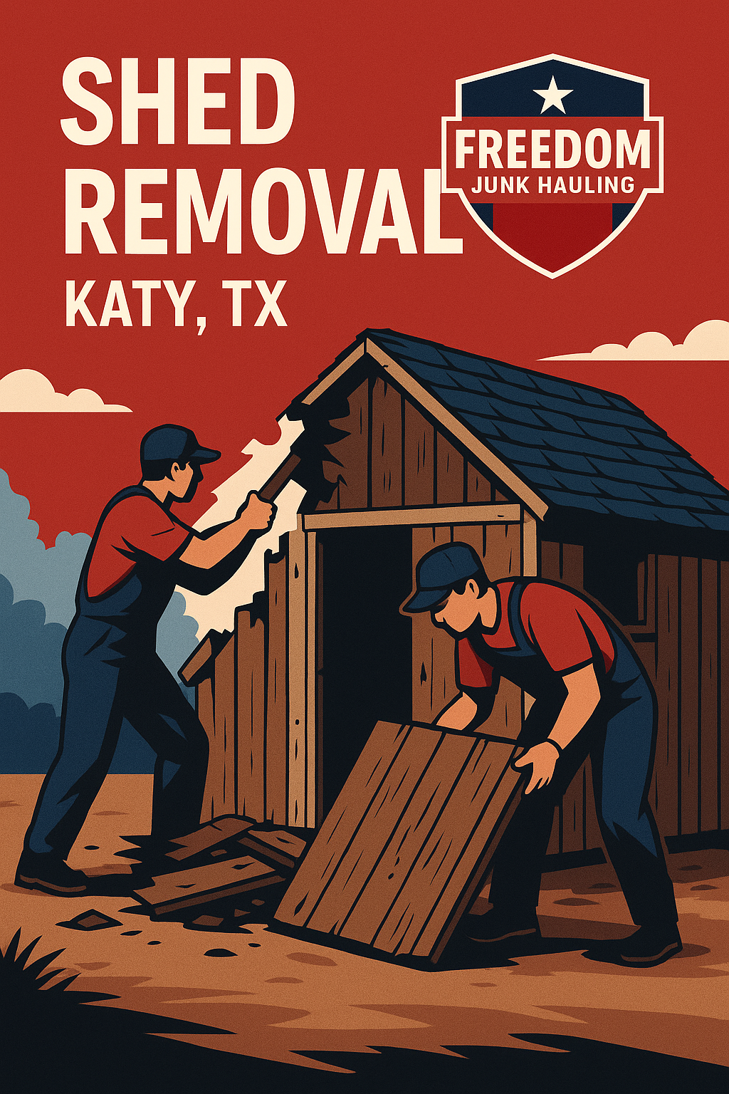 Professional shed tear-down and disposal in , Katy Texas